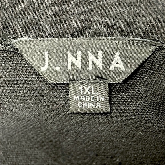 J. NNA Rock & Roll Jacket Oversized Black Denim Utility w/ Rhinestones, 1XL - Picture 2 of 7